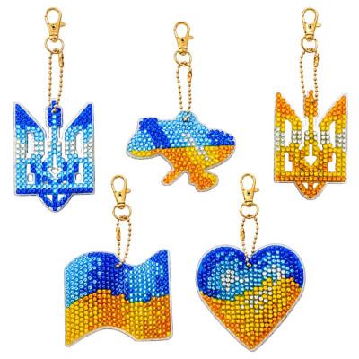 Набір брелків алмазна викладка "Символи України" ColorArt BR38 5 шт