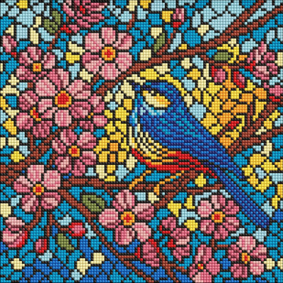 Алмазна мозаїка "Вітраж. Синиця" AMO8326 30х30 см