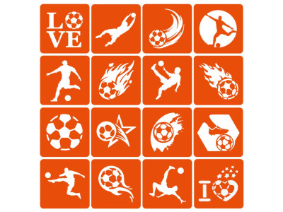 Набір трафаретів для біотату "Футбол" (football-simple-16) 16 шт 6х6 см