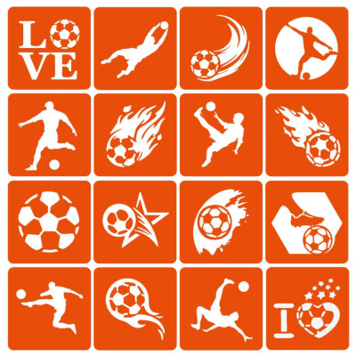 Набір трафаретів для біотату "Футбол" (football-simple-16) 16 шт 6х6 см