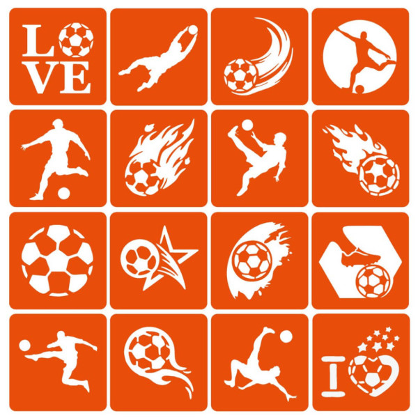 Набір трафаретів для біотату "Футбол" (football-simple-16) 16 шт 6х6 см