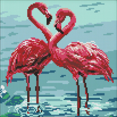 Алмазна мозаїка "Яскраві фламінго" ©art_selena_ua AMO8261 30х30 см