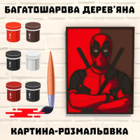 Дерев'яна картина-розмальовка "Постер Дедпул" Wortex Woods 3DP40012 35х27 см Дерев'яна картина-розмальовка "Постер Дедпул" Wortex Woods 3DP40012 35х27 см
