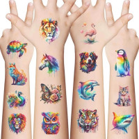 Набір тимчасових тату "Тварини - акварель" animals-watercolor-mini-set-1-10 10 штук розмір 12 х 7 см