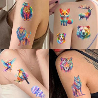 Набір тимчасових тату "Тварини - акварель" animals-watercolor-mini-set-1-10 10 штук розмір 12 х 7 см