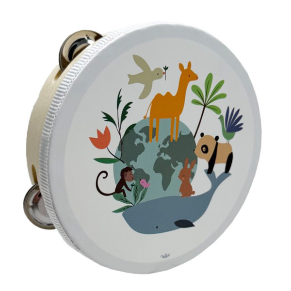 Деревяна іграшка Бубен "Дикі тварини" MD 0367-55 діаметр 15 см