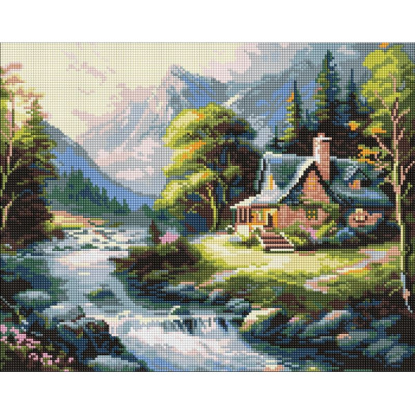 Алмазна мозаїка "Будиночок у горах" ©art_selena_ua AMO20002 40х50 см
