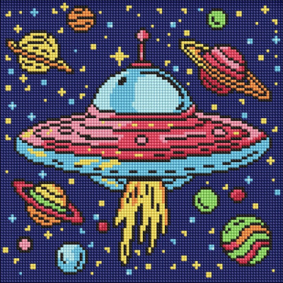 Алмазна мозаїка для дітей "Космічна подорож" ©art_selena_ua AMO8107 30х30 см