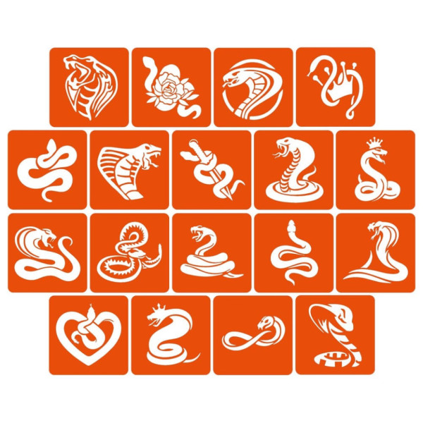 Набір трафаретів для біо-тату "Змії" snakes_5x5_18_1 5х5 см 18 простих трафаретів Набір трафаретів для біо-тату "Змії" snakes_5x5_18_1 5х5 см 18 простих трафаретів