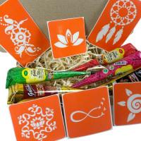 Набір кольорової хни з трафаретами для біо-тату №2 color-henna-set-02