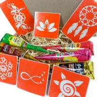 Набір кольорової хни з трафаретами для біо-тату №2 color-henna-set-02