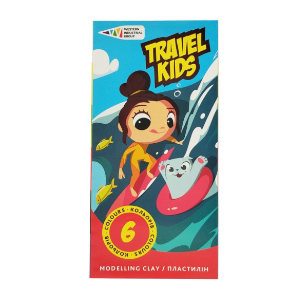 Дитячий пластилін "Travel Kids" 331008/TK восковий 6 кольорів по 12 г