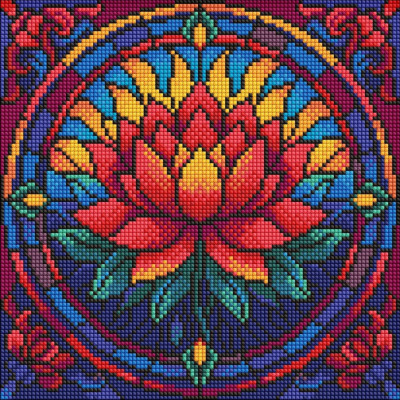 Алмазна мозаїка "Вітраж. Лотос" ©art_selena_ua AMO8330 30х30 см