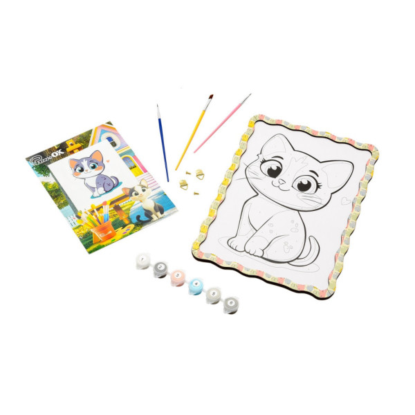 Картина по номерах "Котик" Puz-22945 формат А4 пензлик фарби кріплення для стіни