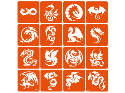 Набір трафаретів для біо-тату "Dragons" dragons-16