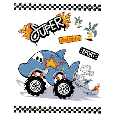 Алмазна мозаїка з частковою викладкою "Машина-дельфін" AMV1231 15x20см