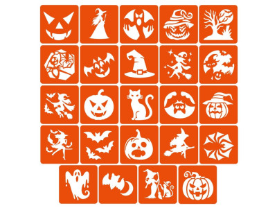 Набір трафаретів для біо-тату "Хелловін №2" Fresh Tattoo Hallowween-2-24 24 трафарети 6х6 см