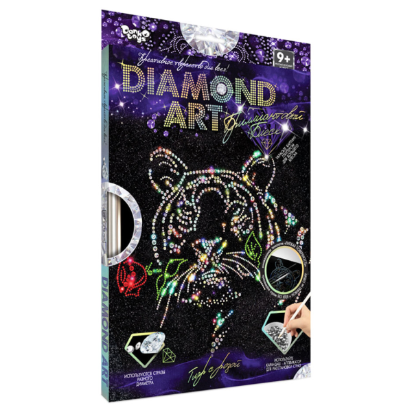 Комплект креативної творчості "DIAMOND ART" DAR-01 10 видів Тигр з трояндою