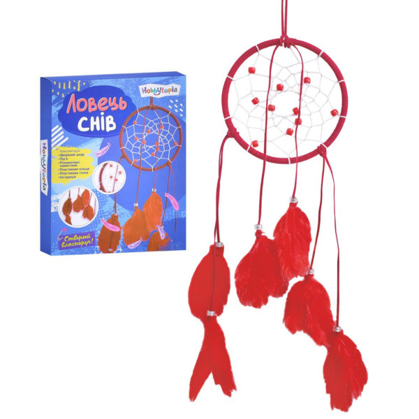 Набір для творчості "Ловець снів" M5871UA кільце 13см шкіряний шнур намистини пір'я Набір для творчості "Ловець снів" M5871UA кільце 13см шкіряний шнур намистини пір'я