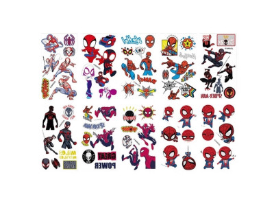 Набір тимчасових тату "Людина-павук" Fresh Tattoo Spiderman-tattoo-mini-set-1-10 10 штук розмір 12 х 7 см