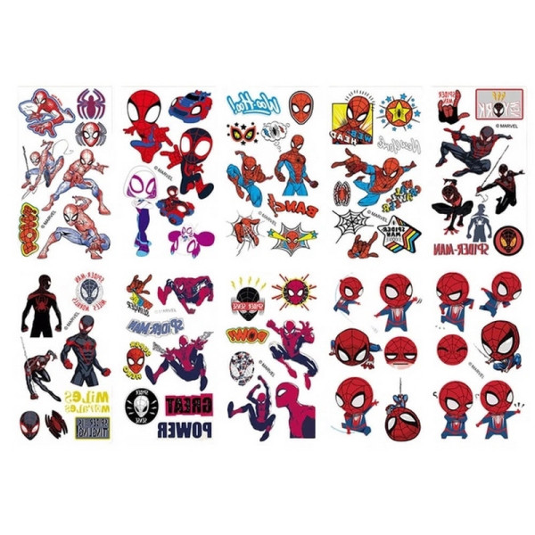 Набір тимчасових тату "Людина-павук" Fresh Tattoo Spiderman-tattoo-mini-set-1-10 10 штук розмір 12 х 7 см