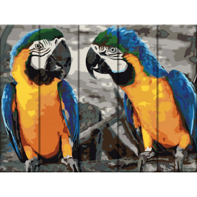Картина за номерами по дереву "Два папуги" ASW057 30х40 см
