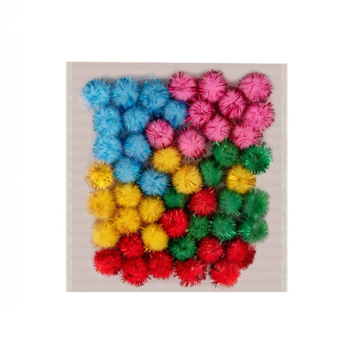 Декоративні помпони з люрексом для творчості Pom-poms-15 d-15 см 20 шт Декоративні помпони з люрексом для творчості Pom-poms-15 d-15 см 20 шт