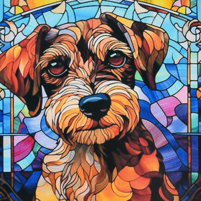 Алмазна мозаїка "Вітражний пес" DEEX16282 не повна викладка 30х30 см Алмазна мозаїка "Вітражний пес" DEEX16282 не повна викладка 30х30 см