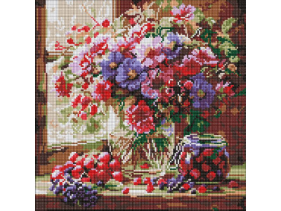 Алмазна мозаїка "Букет і фрукти" ©art_selena_ua AMO8314 40х40 см Алмазна мозаїка "Букет і фрукти" ©art_selena_ua AMO8314 40х40 см