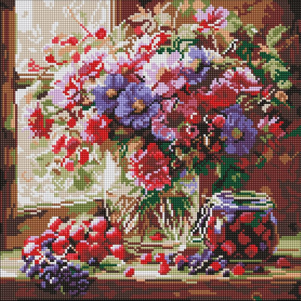 Алмазна мозаїка "Букет і фрукти" ©art_selena_ua AMO8314 40х40 см