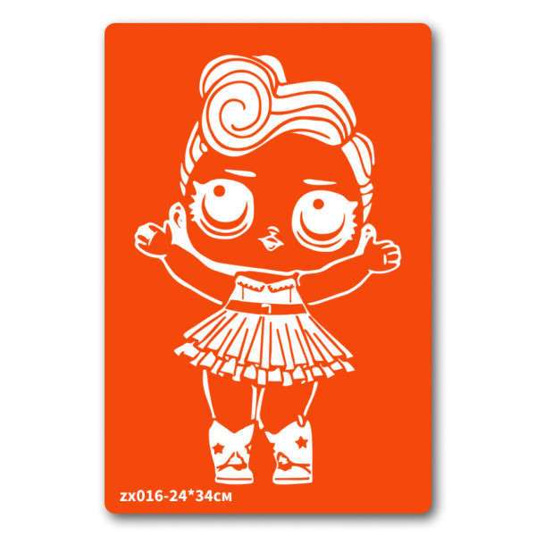 Трафарет для біо-тату Лялька LOL zx016-24*34см розмір 24 х 34см