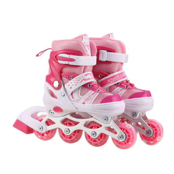 Роликові ковзани RL2502(Pink) колеса PVC розмір M (34-37) зі світлом