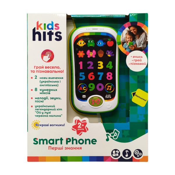 Дитячий музичний телефон "Kids Hits" Bambi KH03-002 українською мовою Білий Дитячий музичний телефон "Kids Hits" Bambi KH03-002 українською мовою Білий