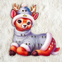 Деревяна іграшка-шнурівка "Оленятко" (ПСД278) PSD278 24 деталі 20 завдань