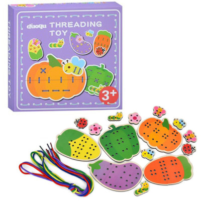 Дитяча дерев'яна іграшка-шнурівка "Овочі" MD 1985(Violet) Дитяча дерев'яна іграшка-шнурівка "Овочі" MD 1985(Violet)