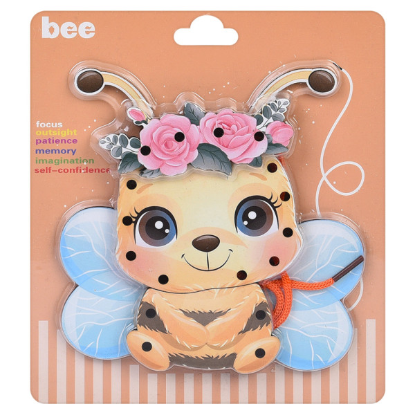 Деревяна іграшка-шнурівка "Бджілка" MD 0769(Bee) від 3 років Деревяна іграшка-шнурівка "Бджілка" MD 0769(Bee) від 3 років