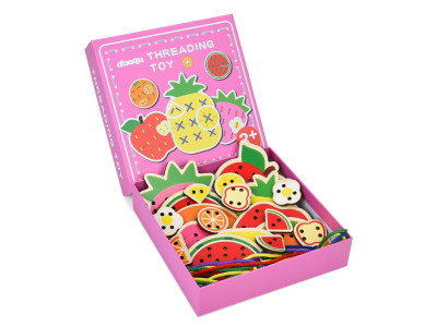 Дитяча дерев'яна іграшка-шнурівка "Фрукти" MD 1985 (Pink) Дитяча дерев'яна іграшка-шнурівка "Фрукти" MD 1985 (Pink)
