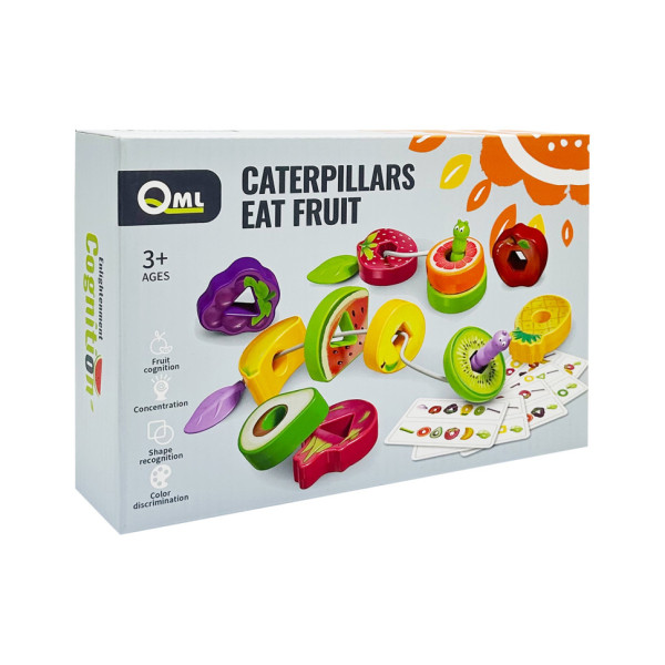 Дитяча іграшка "Шнурівка: Фрукти" M10C 12 продуктів 2 мотузки 6 карток