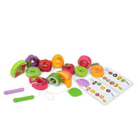 Дитяча іграшка "Шнурівка: Фрукти" M10C 12 продуктів 2 мотузки 6 карток