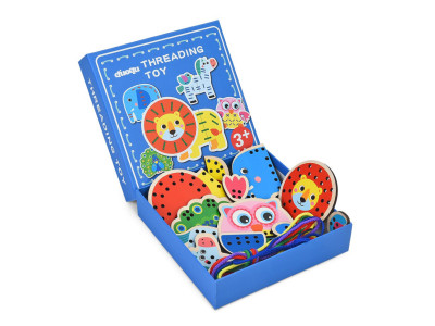 Дитяча деревяна іграшка-шнурівка "Тварини" MD 1985 (Blue)