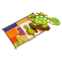 Дерев'яна мозаїка "Динозаврик" Ubumblebees (ПСД193) PSD193, 8 карт із завданнями