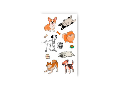 Набір тимчасових татуювань "Міні собачки" L-62 різнокольорові
