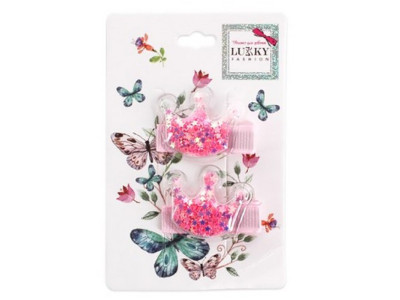 Дитячі шпильки для волосся "Корона" T18456(Pink)