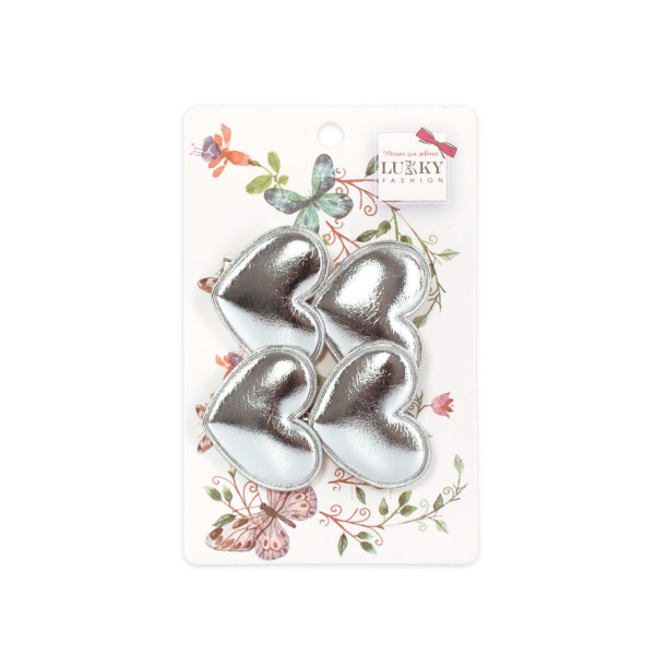 Затискач дитячий для волосся "Сердечко" T18547(срібний)