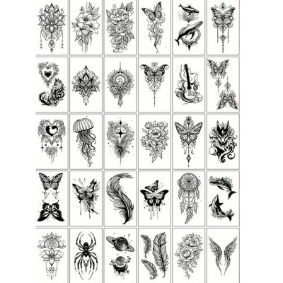 Набір дитячих тимчасових татуювань "Чорні міні №4" black-tattoo-mini-set-4-H