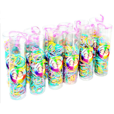 Силіконові резинки для волосся Різнокольорові 0308-587-2 в тубі 12 шт