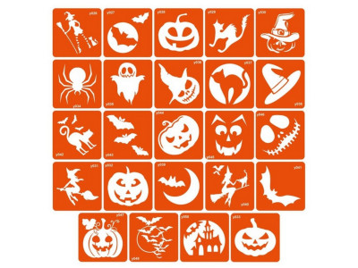 Набір трафаретів для біо-тату "Хеловін" halloween-simple 6 x 6 см 24 шт