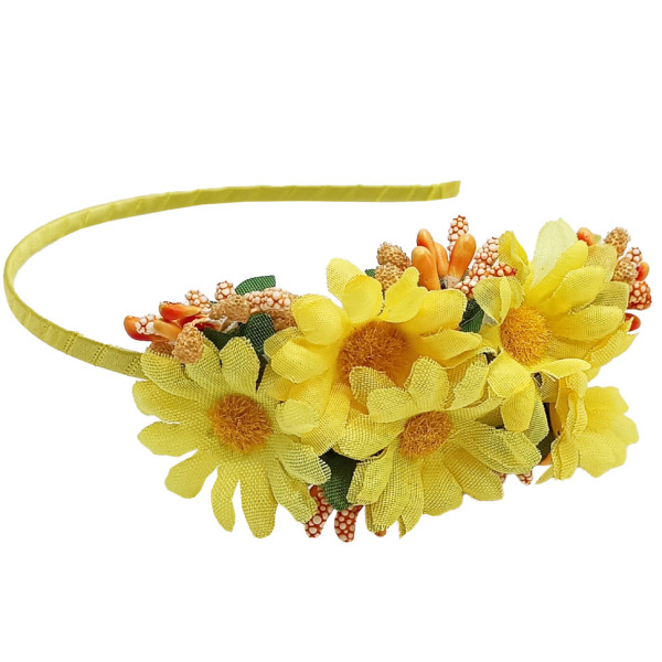 Обруч для волосся "Букет ромашок" 0206-327-2 жовтий Обруч для волосся "Букет ромашок" 0206-327-2 жовтий