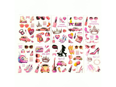 Набір дитячих тимчасових тату "Pink" pink-tatoo-set-10 12х6 см Набір дитячих тимчасових тату "Pink" pink-tatoo-set-10 12х6 см