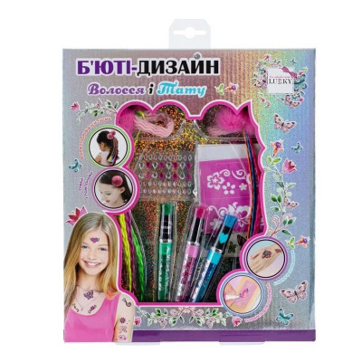 Дитячий набір косметики "Волосся і татуювання" T20728 блискучі татуювання